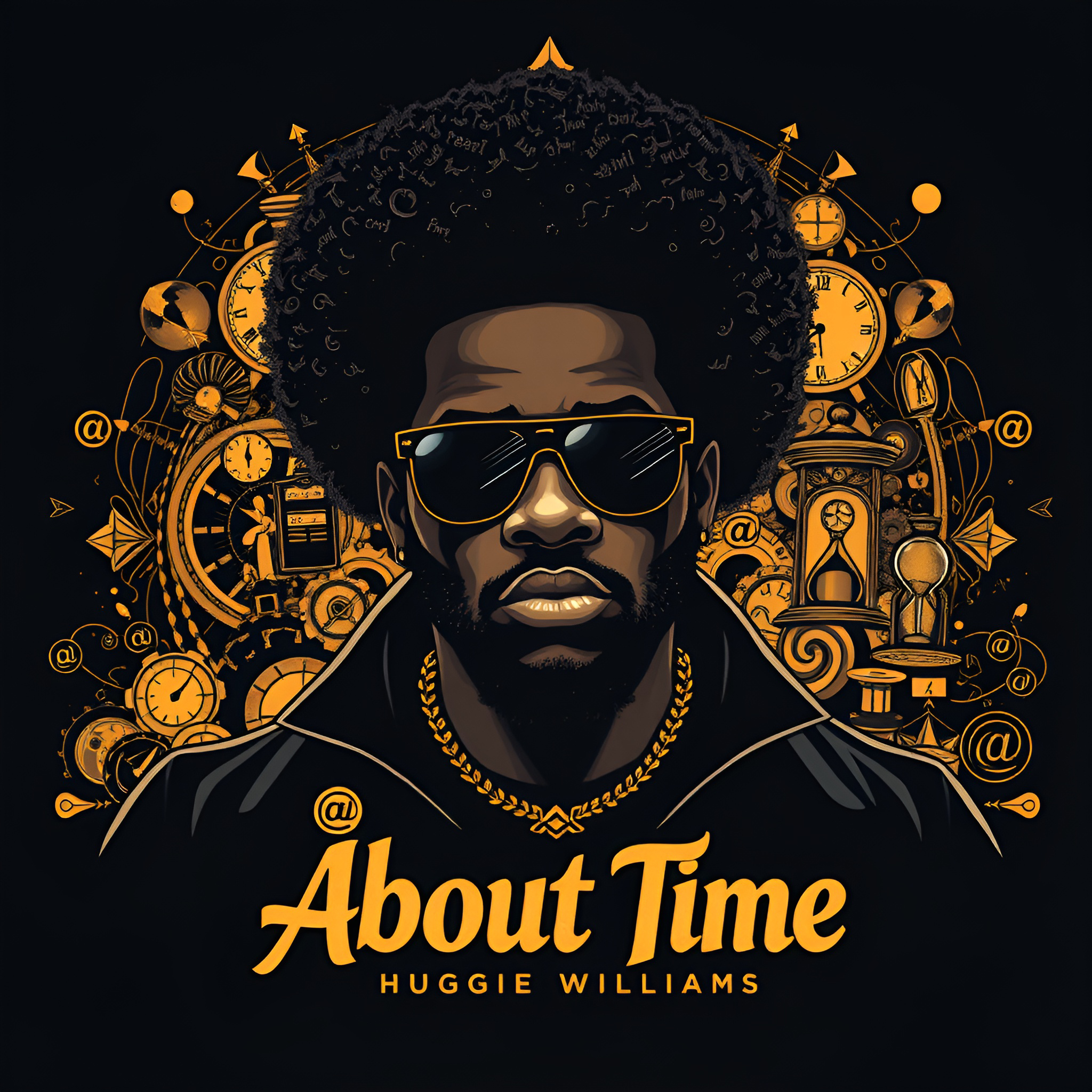 ABOUT TIME cover art by HUGGIE Williams