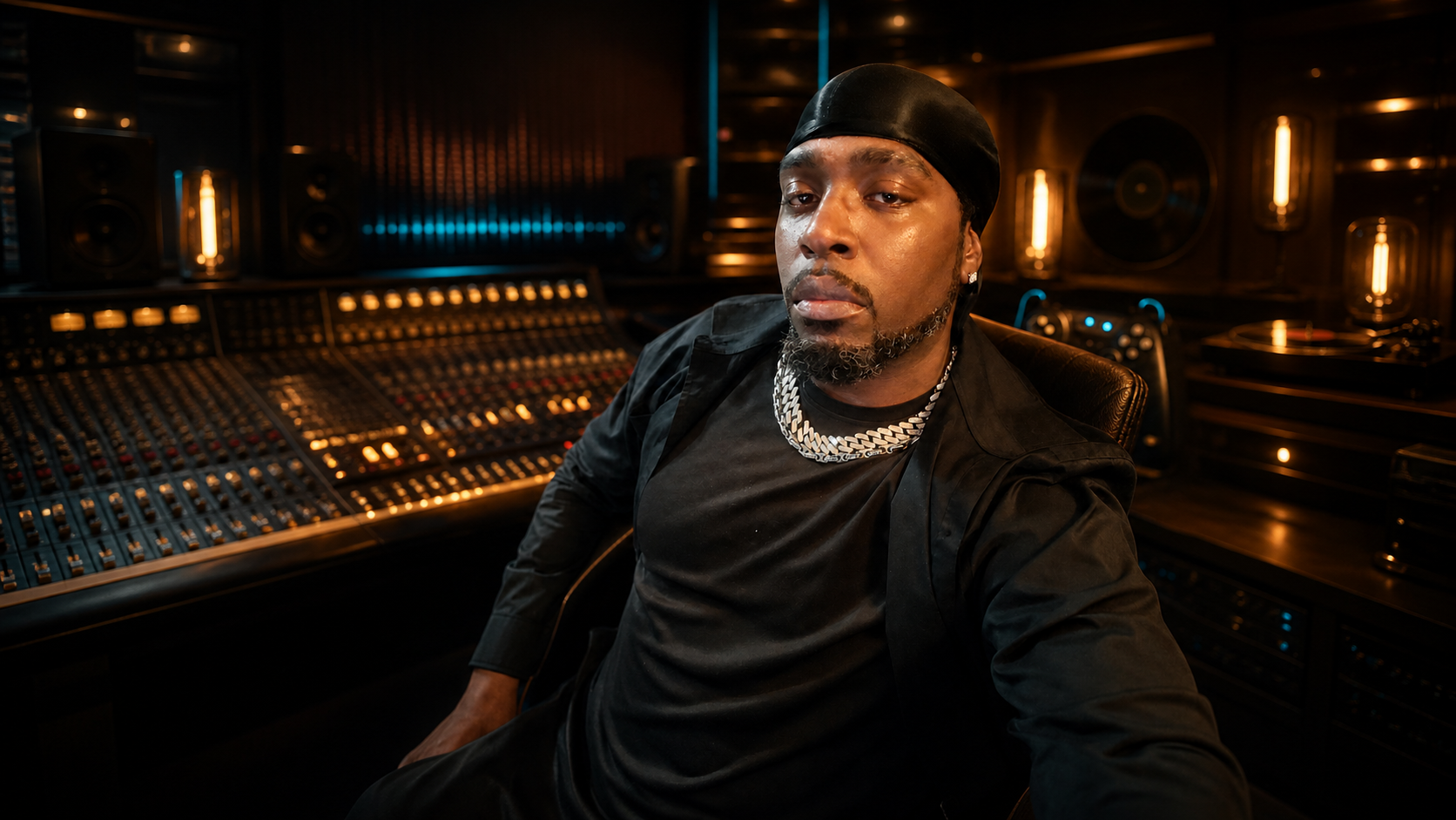 HUGGIE Williams in a recording studio